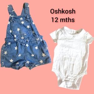 OshKosh Blue Star Overalls and White Onesie Set